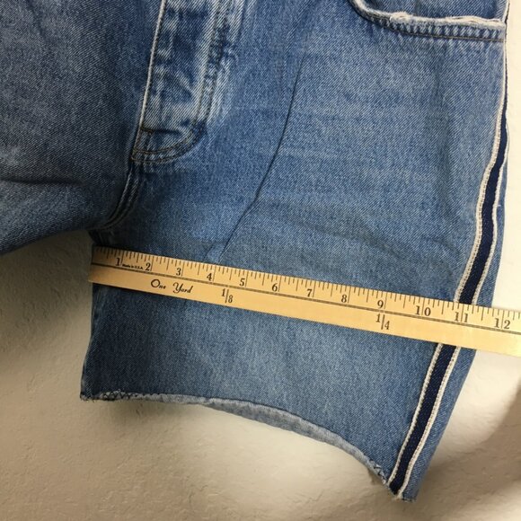 Victoria Beckham Womens Size 30 Blue Denim Shorts Side Striped 100% Cotton - Picture 12 of 15